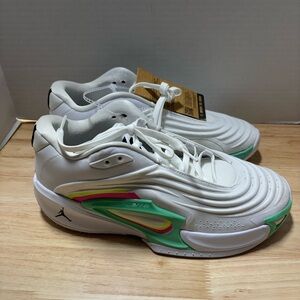 Air Jordan Luka 3 White Basketball with Mint Green and Neon Pink/Yellow Accents